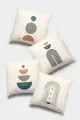 Krem Soyut Desenli Çift Taraf 4'lü Set Kırlent Kılıfı 4KR029