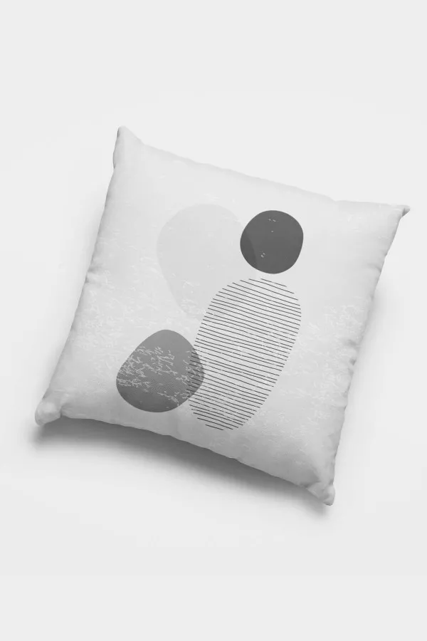 Gri Kırlent Gri Modern Desenli Çift Taraf 4'lü Set Kırlent Kılıfı 4KR030