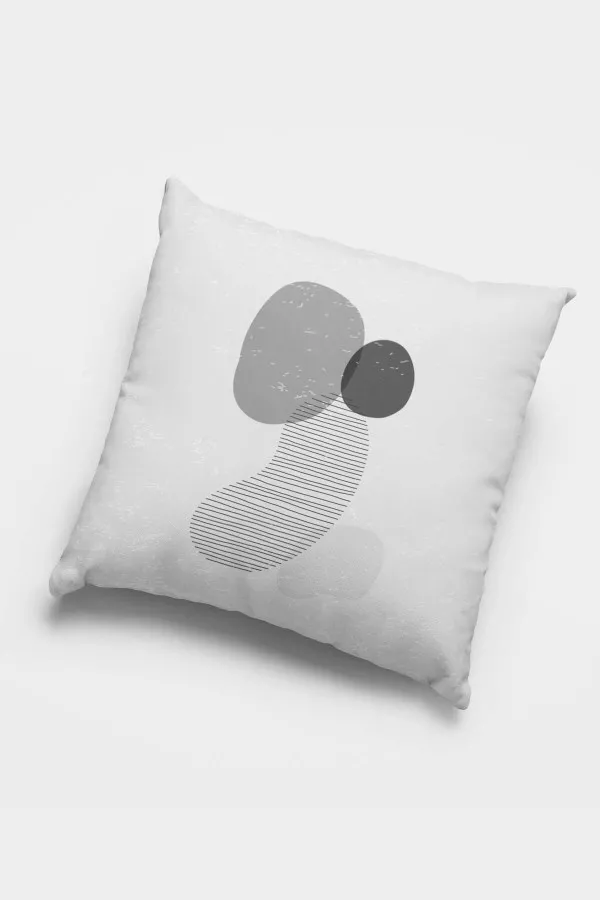 Gri Kırlent Gri Modern Desenli Çift Taraf 4'lü Set Kırlent Kılıfı 4KR030