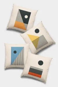 Renkli Geometrik Çift Taraflı 4'lü Set Kırlent Kılıfı 4KR031 Renkli Geometrik Çift Taraflı 4'lü Set Kırlent Kılıfı 4KR031