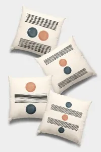 Krem Geometrik Çift Taraflı 4'lü Set Kırlent Kılıfı 4KR036 Krem Geometrik Çift Taraflı 4'lü Set Kırlent Kılıfı 4KR036
