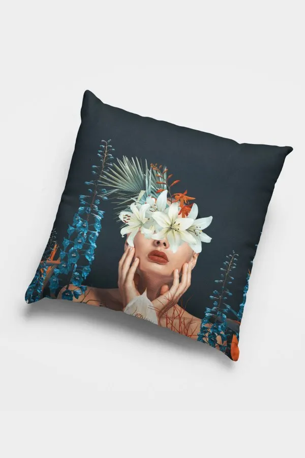 Lacivert Kırlent Kılıfı Lacivert Modern Çift Taraflı 4'lü Set Kırlent Kılıfı 4KR037