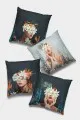 Lacivert Kırlent Kılıfı Lacivert Modern Çift Taraflı 4'lü Set Kırlent Kılıfı 4KR037