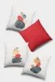 Kırmızı Kadife Kırlent Kırmızı Modern Çift Taraflı 4'lü Set Kırlent Kılıfı 4KR045