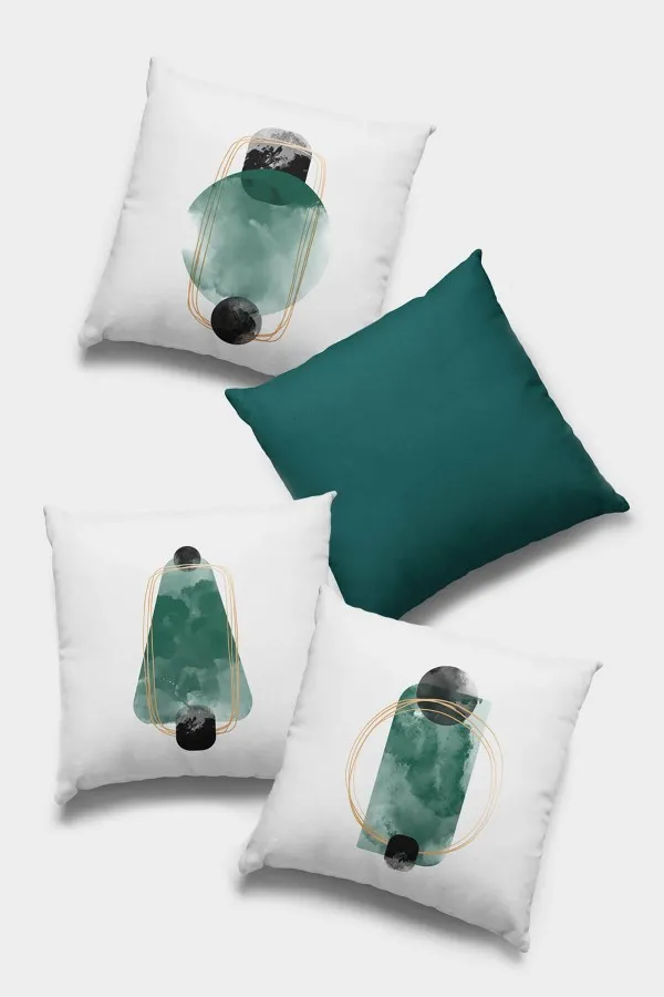 Yastık Kılıfı Seti Zümrüt Modern Çift Taraflı 4'lü Set Kırlent Kılıfı 4KR048
