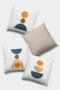 Bej Modern Desenli Çift Taraf 4'lü Set Kırlent Kılıfı 4KR049 Bej Modern Desenli Çift Taraf 4'lü Set Kırlent Kılıfı 4KR049