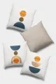 Kırlent Kılıfı Bej Bej Modern Desenli Çift Taraf 4'lü Set Kırlent Kılıfı 4KR049