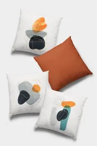 Turuncu Modern Çift Taraflı 4'lü Set Kırlent Kılıfı 4KR054 Turuncu Modern Çift Taraflı 4'lü Set Kırlent Kılıfı 4KR054