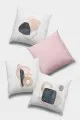Pudra Pembesi Kırlent Kılıfı Pudra Modern Çift Taraflı 4'lü Set Kırlent Kılıfı 4KR056