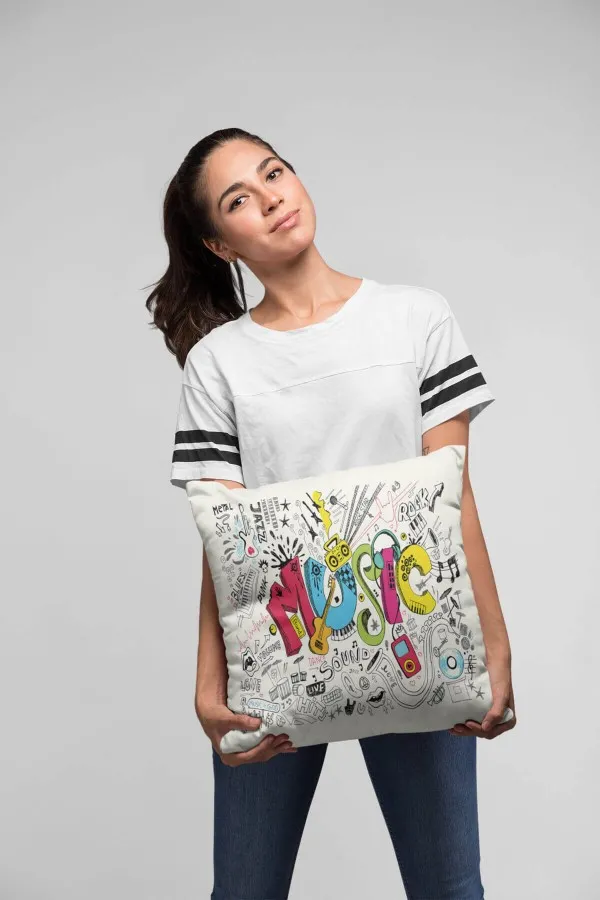 Renkli Kırlent Kılıfları Çok Renkli Pop Art Çift Taraflı Yastık Kırlent Kılıfı KRL030