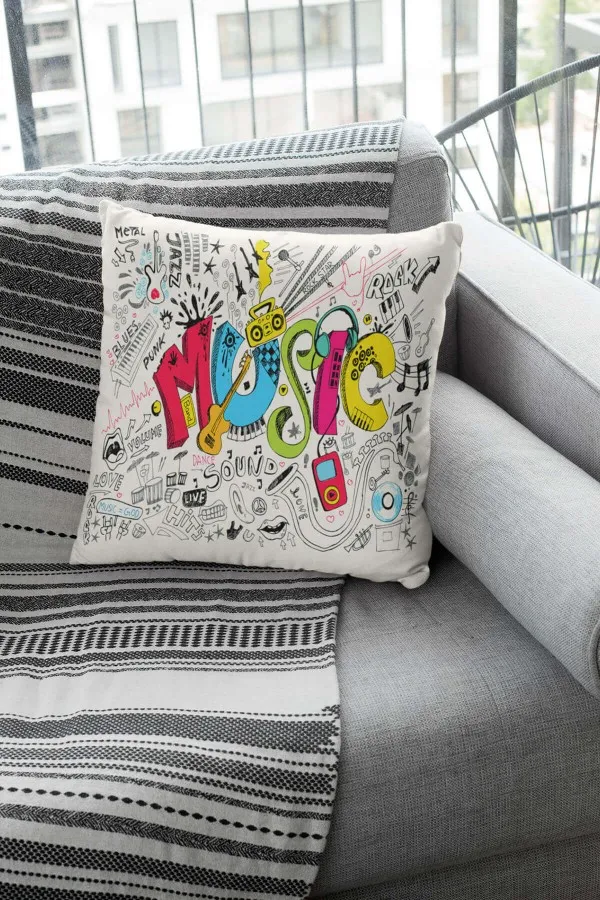 Renkli Kırlent Kılıfları Çok Renkli Pop Art Çift Taraflı Yastık Kırlent Kılıfı KRL030