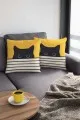 Kedi Desenli Kırlent Sarı Kedi Desenlili Çift Taraf Yastık Kırlent Kılıfı KRL064