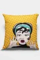 Sarı Kırlent Kılıfı Sarı Pop Art Çift Taraflı Yastık Kırlent Kılıfı KRL069