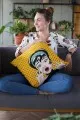 Sarı Kırlent Kılıfı Sarı Pop Art Çift Taraflı Yastık Kırlent Kılıfı KRL069
