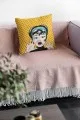 Sarı Kırlent Kılıfı Sarı Pop Art Çift Taraflı Yastık Kırlent Kılıfı KRL069