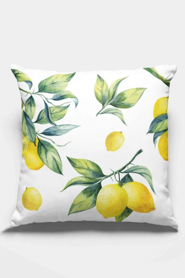 Limonlu Yastık Kılıfı Sarı Limonlu Çift Taraflı Yastık Kırlent Kılıfı KRL081