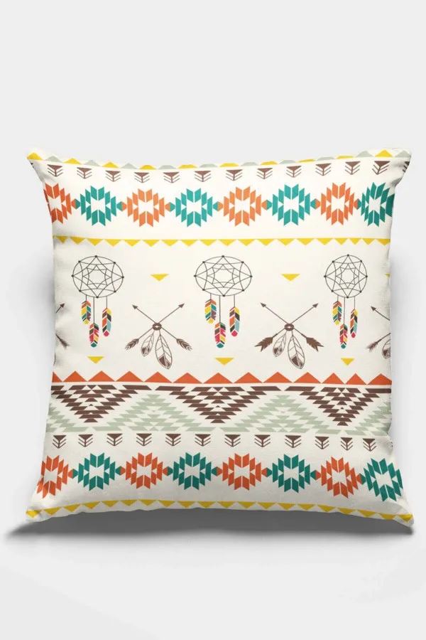 Kilim Desenli Kırlent Kılıfı Bej Etnik Desenli Çift Taraflı Yastık Kırlent Kılıfı KRL086