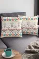 Kilim Desenli Kırlent Kılıfı Bej Etnik Desenli Çift Taraflı Yastık Kırlent Kılıfı KRL086