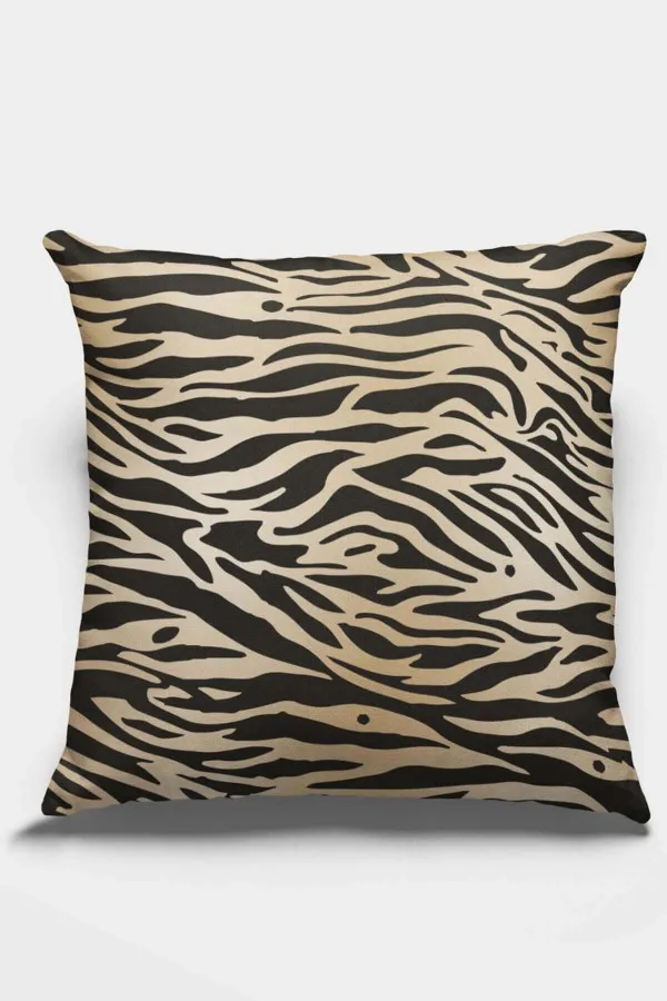 Leopar Desenli Kırlent Kılıfı Bej Leopar Desenli Çift Taraflı Yastık Kırlent Kılıfı KRL096