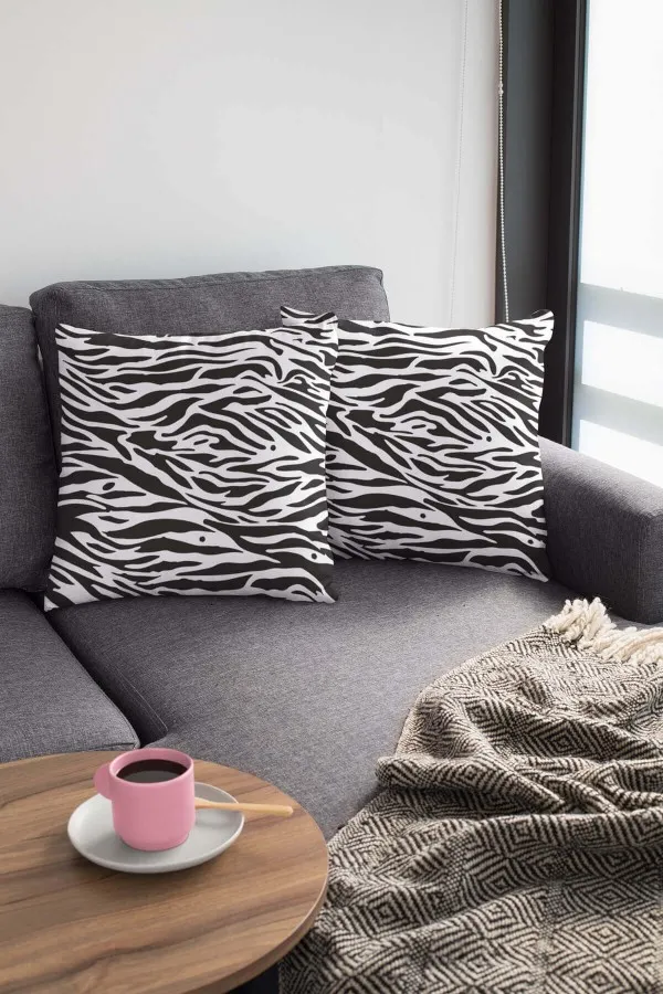 Leopar Desenli Kırlent Kılıfı Siyah Leopar Çift Taraflı Yastık Kırlent Kılıfı KRL100