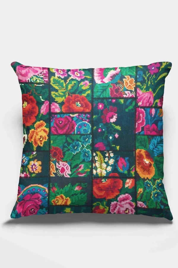 Retro Kırlent Kılıfı Çok Renkli Patchwork Çift Taraflı Kırlent Kılıfı KRL102