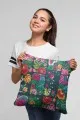 Retro Kırlent Kılıfı Çok Renkli Patchwork Çift Taraflı Kırlent Kılıfı KRL102