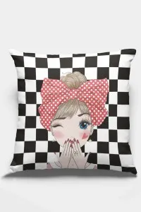 Siyah Pop Art Çift Taraflı Yastık Kırlent Kılıfı KRL111