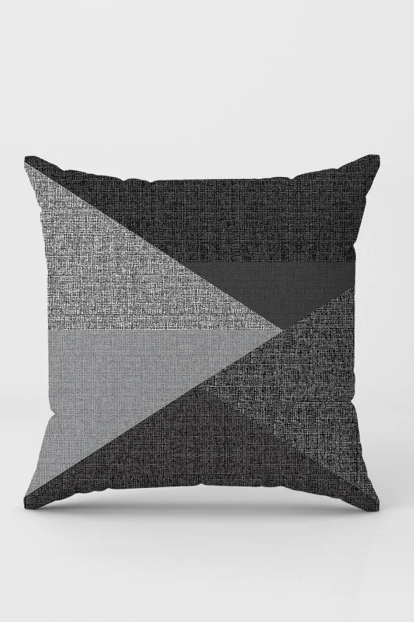 Geometrik Desenli Kırlent Kılıfı Füme Geometrik Desenli Çift Taraflı Kırlent Kılıfı KRL1123