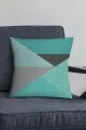 Geometrik Desenli Kırlent Kılıfı Turkuaz Geometrik Çift Taraflı Yastık Kırlent Kılıfı KRL1125