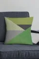 Geometrik Desenli Yastık Kılıfı Yeşil Geometrik Çift Taraflı Yastık Kırlent Kılıfı KRL1126