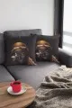 Tablo Kırlent Siyah Arap Kızı Zenci Kız Çift Taraflı Kırlent Kılıfı KRL129