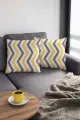 Gri Sarı Kırlent Kılıfı Sarı Zigzag Çift Taraflı Yastık Kırlent Kılıfı KRL137