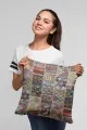 Çok Renkli Patchwork Çift Taraflı Kırlent Kılıfı KRL152