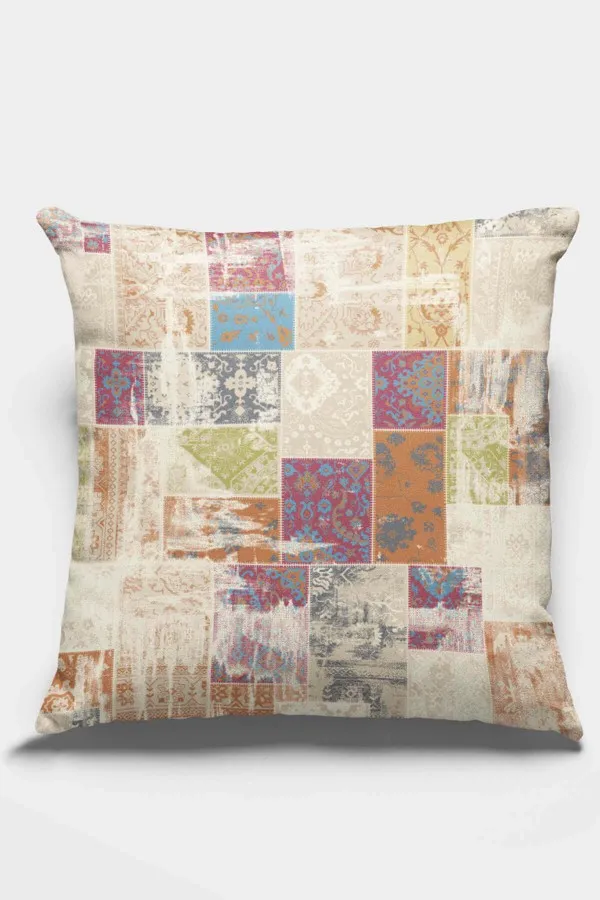 Patchwork Kırlent Modelleri Çok Renkli Patchwork Çift Taraflı Kırlent Kılıfı KRL170