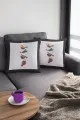 Kuş Desenli Kırlent Açık Gri Kuşlu Çift Taraflı Yastık Kırlent Kılıfı KRL212