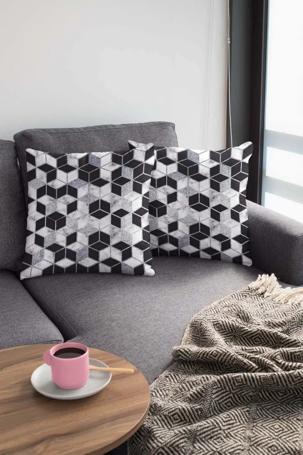 Modern Kırlent Silver Petek Çift Taraflı Yastık Kırlent Kılıfı KRL269