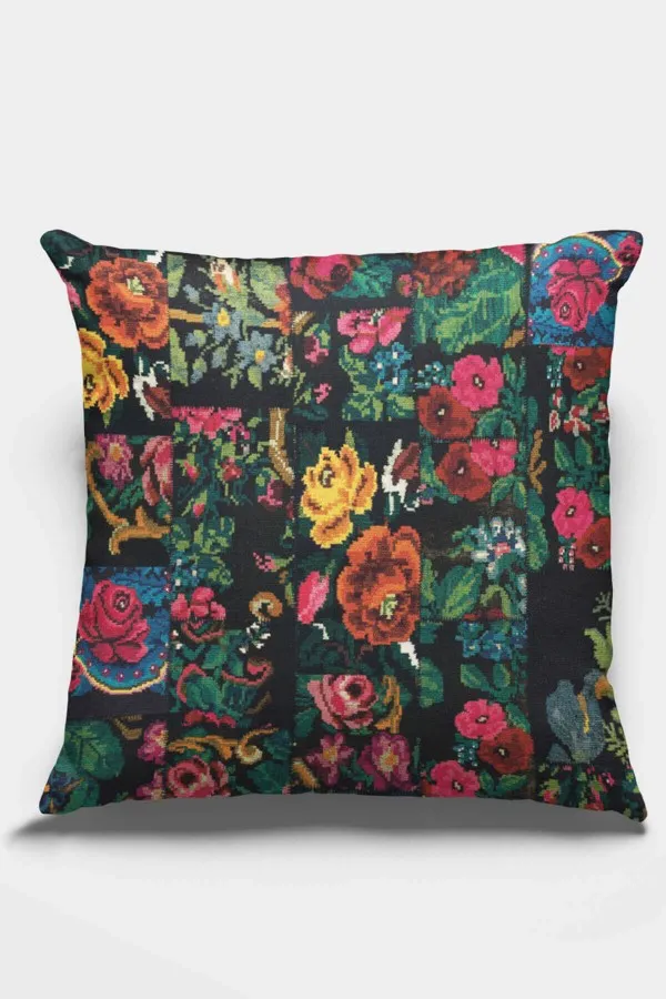 Patchwork Kırlent Modelleri Çok Renkli Patchwork Çift Taraflı Kırlent Kılıfı KRL290