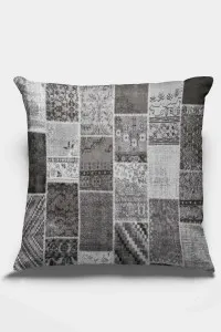 Gri Patchwork Çift Taraflı Yastık Kırlent Kılıfı KRL292 Gri Patchwork Çift Taraflı Yastık Kırlent Kılıfı KRL292