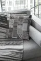 Patchwork Kırlent Gri Patchwork Çift Taraflı Yastık Kırlent Kılıfı KRL292