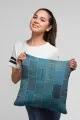 Patchwork Kırlent Modelleri Turkuaz Patchwork Çift Taraflı Yastık Kırlent Kılıfı KRL294