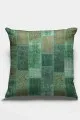 Patchwork Kırlent Modelleri Yeşil Patchwork Çift Taraflı Yastık Kırlent Kılıfı KRL295