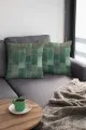 Patchwork Kırlent Modelleri Yeşil Patchwork Çift Taraflı Yastık Kırlent Kılıfı KRL295