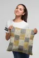 Gri Sarı Kırlent Kılıfı Sarı Patchwork Çift Taraflı Yastık Kırlent Kılıfı KRL296