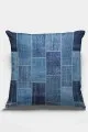 Patchwork Kırlent Modelleri Mavi Patchwork Çift Taraflı Yastık Kırlent Kılıfı KRL297
