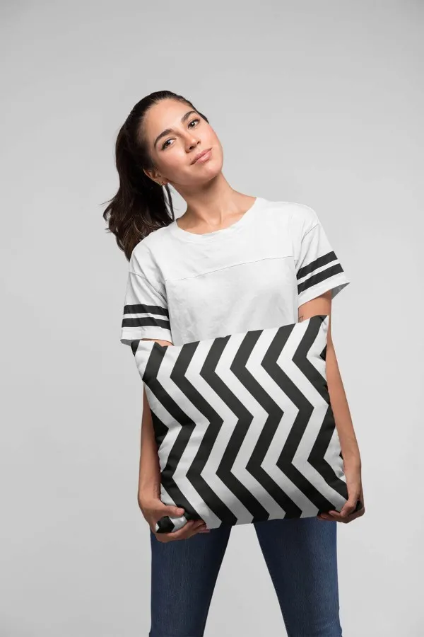 Zigzag Kırlent Kılıfı Siyah Zigzag Çift Taraflı Yastık Kırlent Kılıfı KRL302