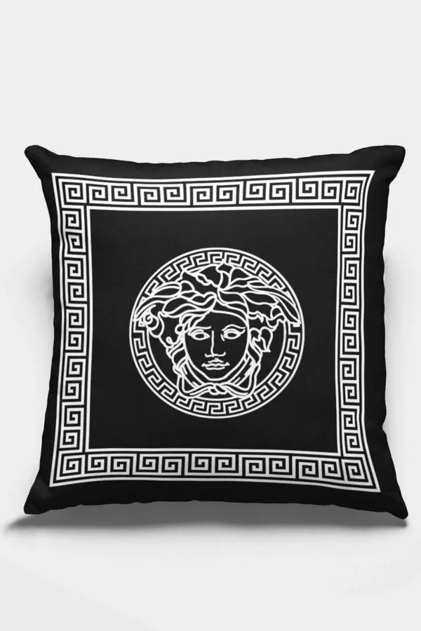 Versace Kırlent Siyah Çerçeveli Çift Taraflı Yastık Kırlent Kılıfı KRL307