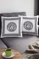 Versace Kırlent Kılıfı Beyaz Çerçeveli Çift Taraflı Yastık Kırlent Kılıfı KRL308
