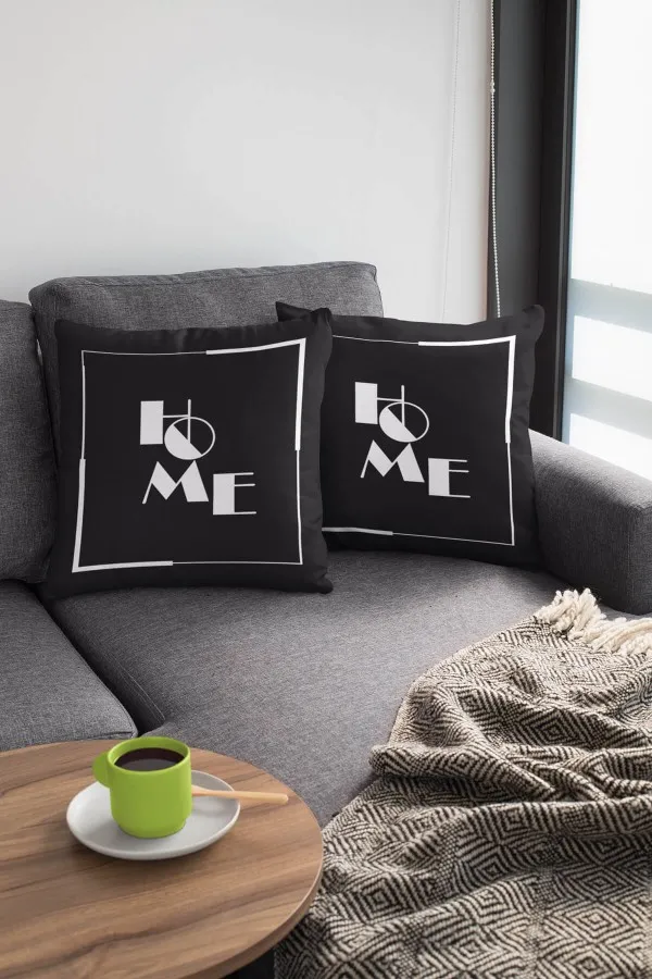 Home Sweet Home Kırlent Siyah Mutfak Çift Taraflı Yastık Kırlent Kılıfı KRL329
