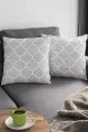 Gri Beyaz Yastık Kılıfı Gri Fas Etnik Desen Çift Taraf Yastık Kırlent Kılıfı KRL343