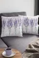 Çiçek Desenli Kırlent Kılıfı Lila Çiçek Desenli Çift Taraflı Yastık Kırlent Kılıfı KRL345
